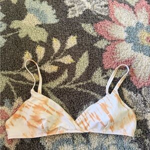 RVCA Cream and Orange Tie-Dye Bikini Top